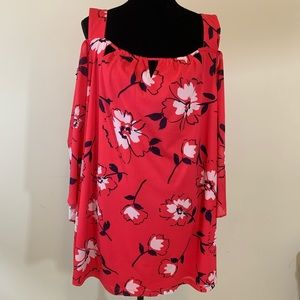 Catherines Cold Shoulder Floral Pattern Blouse
